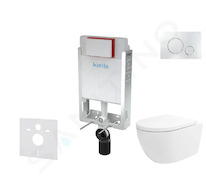 kielle Genesis - Set předstěnové instalace, klozetu Oudee Vortex, sedátka softclose a tlačítka Gemini II, lesklý chrom 30505SZ83