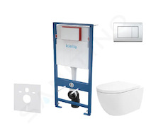 kielle Genesis - Set předstěnové instalace, klozetu Oudee Vortex, sedátka softclose a tlačítka Gemini III, lesklý chrom 30505SS7
