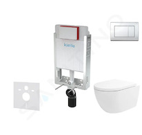 kielle Genesis - Set předstěnové instalace, klozetu Oudee Vortex, sedátka softclose a tlačítka Gemini III, lesklý chrom 30505SZ7