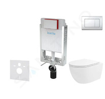 kielle Genesis - Set předstěnové instalace, klozetu Oudee Vortex, sedátka softclose a tlačítka Gemini III, lesklý chrom 30505SZ8