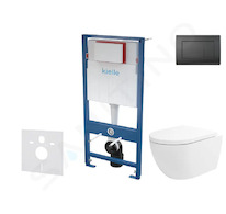 kielle Genesis - Set předstěnové instalace, klozetu Oudee Vortex, sedátka softclose a tlačítka Gemini III, matná černá 30505SS78