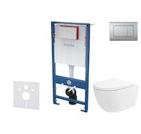 kielle Genesis - Set předstěnové instalace, klozetu Oudee Vortex, sedátka softclose a tlačítka Gemini III, matný chrom 30505SS77