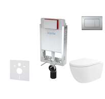 kielle Genesis - Set předstěnové instalace, klozetu Oudee Vortex, sedátka softclose a tlačítka Gemini III, matný chrom 30505SZ77