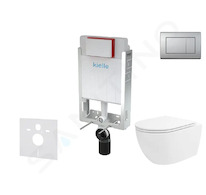 kielle Genesis - Set předstěnové instalace, klozetu Oudee Vortex, sedátka softclose a tlačítka Gemini III, matný chrom 30505SZ86