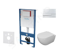 kielle Genesis - Set předstěnové instalace, klozetu se sedátkem softclose a tlačítka Gemini I, chrom 30505SS16