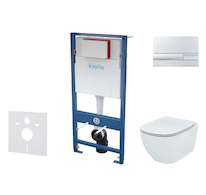 kielle Genesis - Set předstěnové instalace, klozetu Tesi a sedátka softclose, Aquablade, tlačítko Gemini l, lesklý chrom SANI11A