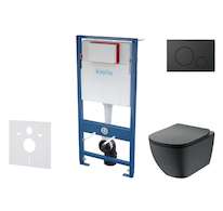 kielle Genesis - Set předstěnové instalace, klozetu Tesi a sedátka softclose, Aquablade, tlačítko Gemini lV, matná černá SANI11A