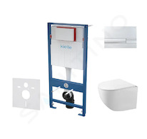 kielle Genesis - Set předstěnové instalace, kompaktního klozetu Gaia, sedátka softclose a tlačítka Gemini I, chrom 30505SS28