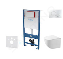 kielle Genesis - Set předstěnové instalace, kompaktního klozetu Gaia, sedátka softclose a tlačítka Gemini II, lesklý chrom 30505