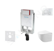 kielle Genesis - Set předstěnové instalace, kompaktního klozetu Gaia, sedátka softclose a tlačítka Gemini II, lesklý chrom 30505