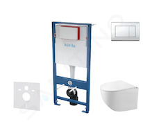 kielle Genesis - Set předstěnové instalace, kompaktního klozetu Gaia, sedátka softclose a tlačítka Gemini III, lesklý chrom 3050