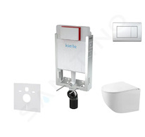 kielle Genesis - Set předstěnové instalace, kompaktního klozetu Gaia, sedátka softclose a tlačítka Gemini III, lesklý chrom 3050