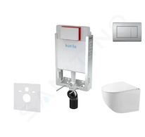 kielle Genesis - Set předstěnové instalace, kompaktního klozetu Gaia, sedátka softclose a tlačítka Gemini III, matný chrom 30505