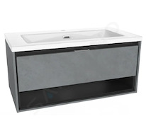 kielle Meara - Skříňka s umyvadlem 90 cm, beton/matná černá 50026S905