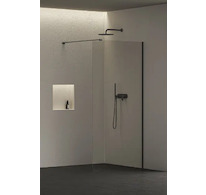 kielle Meara - Sprchová stěna Walk-In 100x200 cm, matná černá/čiré sklo 20726WI1004