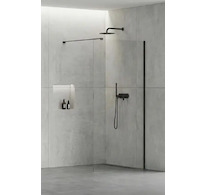 kielle Meara - Sprchová stěna Walk-In 110x200 cm, matná černá/čiré sklo 20726WI1104