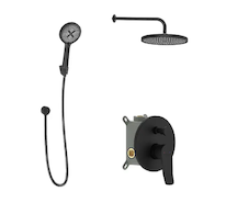 kielle Nefia - Sprchový set s baterií pod omítku, pro 2 spotřebiče, s příslušenstvím EcoSpare a tělesem, matná černá 20627SP114