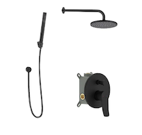 kielle Nefia - Sprchový set s baterií pod omítku, pro 2 spotřebiče, s příslušenstvím EcoSpare a tělesem, matná černá 20627SP124