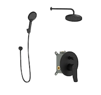 kielle Nefia - Sprchový set s baterií pod omítku, pro 2 spotřebiče, s příslušenstvím EcoSpare a tělesem, matná černá 20627SP134