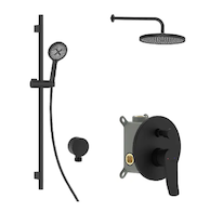 kielle Nefia - Sprchový set s baterií pod omítku, pro 2 spotřebiče, s příslušenstvím EcoSpare a tělesem, matná černá 20627SP74