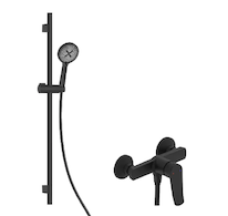 kielle Nefia - Sprchový set s baterií, tyčí, hadicí a sprchovou hlavicí EcoSpare, matná černá 20627SN14