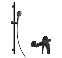 kielle Nefia - Sprchový set s baterií, tyčí, hadicí a sprchovou hlavicí EcoSpare, matná černá 20627SN44