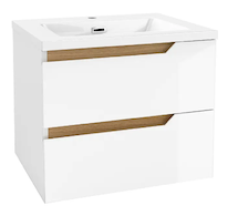 kielle Oudee - Skříňka s umyvadlem 60 cm, lesklá bílá/tmavý dub 50002S610