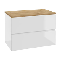 kielle Oudee - Skříňka včetně desky pod umyvadlo 80x55x46 cm, lesklá bílá/zlatý dub 50002S830