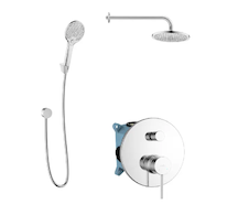 kielle Oudee - Sprchový set s baterií pod omítku, pro 2 spotřebiče, s příslušenstvím EcoSpare a tělesem, chrom 20602SP100