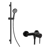 kielle Oudee - Sprchový set s baterií, tyčí, hadicí a sprchovou hlavicí EcoSpare, matná černá 20602SN14