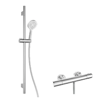 kielle Oudee - Sprchový set s termostatickou baterií, tyčí, hadicí a sprchovou hlavicí EcoSpare, chrom 20602SNT40