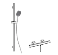 kielle Oudee - Sprchový set s termostatickou baterií, tyčí, hadicí a sprchovou hlavicí EcoSpare, chrom 20602SNT60