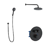 kielle Oudee - Termostatická baterie pod omítku, pro 2 spotřebiče, s příslušenstvím EcoSpare a tělesem, matná černá 20602SPT104