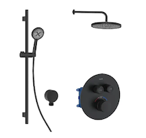 kielle Oudee - Termostatická baterie pod omítku, pro 2 spotřebiče, s příslušenstvím EcoSpare a tělesem, matná černá 20602SPT34