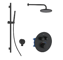 kielle Oudee - Termostatická baterie pod omítku, pro 2 spotřebiče, s příslušenstvím EcoSpare a tělesem, matná černá 20602SPT44