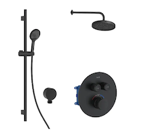 kielle Oudee - Termostatická baterie pod omítku, pro 2 spotřebiče, s příslušenstvím EcoSpare a tělesem, matná černá 20602SPT54