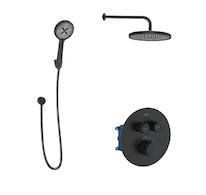 kielle Oudee - Termostatická baterie pod omítku, pro 2 spotřebiče, s příslušenstvím EcoSpare a tělesem, matná černá 20602SPT74