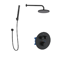 kielle Oudee - Termostatická baterie pod omítku, pro 2 spotřebiče, s příslušenstvím EcoSpare a tělesem, matná černá 20602SPT84