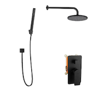 kielle Vega - Sprchový set s baterií pod omítku, pro 2 spotřebiče, s příslušenstvím EcoSpare a tělesem, matná černá 20618SP104
