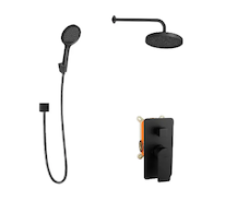 kielle Vega - Sprchový set s baterií pod omítku, pro 2 spotřebiče, s příslušenstvím EcoSpare a tělesem, matná černá 20618SP114