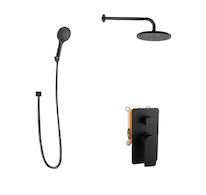 kielle Vega - Sprchový set s baterií pod omítku, pro 2 spotřebiče, s příslušenstvím EcoSpare a tělesem, matná černá 20618SP124