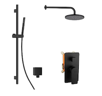 kielle Vega - Sprchový set s baterií pod omítku, pro 2 spotřebiče, s příslušenstvím EcoSpare a tělesem, matná černá 20618SP64