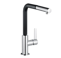 Kludi L-ine S - Páková dřezová baterie s vytažitelným výtokem, chrom/matná černá 408518775