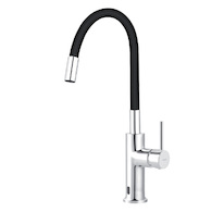 Novaservis Dřezová senzorová baterie Distanza s flexi ramenem, černá-chrom BDZ41B