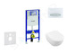 Geberit Duofix - Modul pro závěsné WC s tlačítkem Sigma50, alpská bílá + Villeroy Boch - WC a sedátko, DirectFlush, SoftClose, C