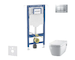 Geberit Duofix - Set předstěnové instalace, klozetu a sedátka Tece One, tlačítka Sigma20, Rimless, SoftClose, matný chrom/chrom 