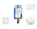 Geberit Kombifix - Modul pro závěsné WC s tlačítkem Sigma01, alpská bílá + Villeroy Boch - WC a sedátko, DirectFlush, SoftClose,