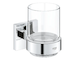 Grohe QuickFix Start Cube - Sklenka na kartáčky a pastu, s držákem, sklo/chrom 41097000
