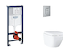 Grohe Rapid SL - Set předstěnové instalace, klozetu, sedátka SoftClose a tlačítka Skate Cosmopolitan, Triple Vortex, kartáčovaná