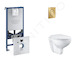 Grohe Rapid SLX - Set předstěnové instalace, klozetu, sedátka SoftClose a tlačítka Arena Cosmopolitan S, kartáčovaný Cool Sunris